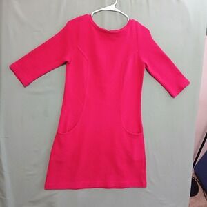 Vintage BODEN Womens Red Ribbed One Piece Dress Half Zip Size 4R (Small) 3/4 Slv